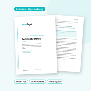 Zeitmietvertrag – Eigennutzung – Vorlage von aras.legal als Word und PDF
